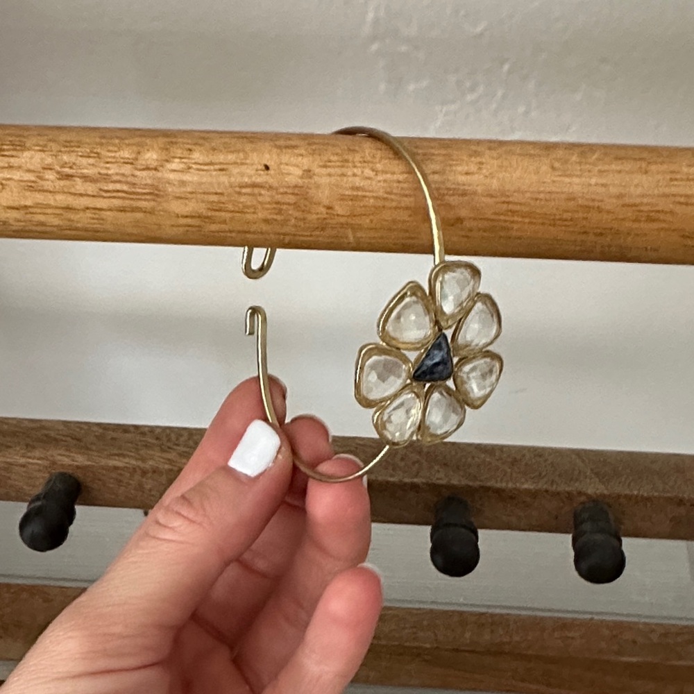 Anthropologie Gold and White Floral Bracelet